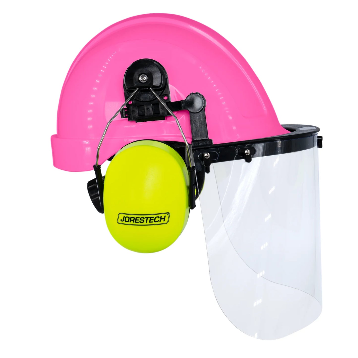 Hard Hat Safety Combo – Cap-Style Hard Hat with Clear Face Shield and Lime Earmuffs