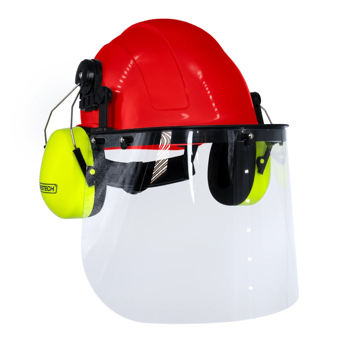 Hard Hat Safety Combo – Cap-Style Hard Hat with Clear Face Shield and Lime Earmuffs