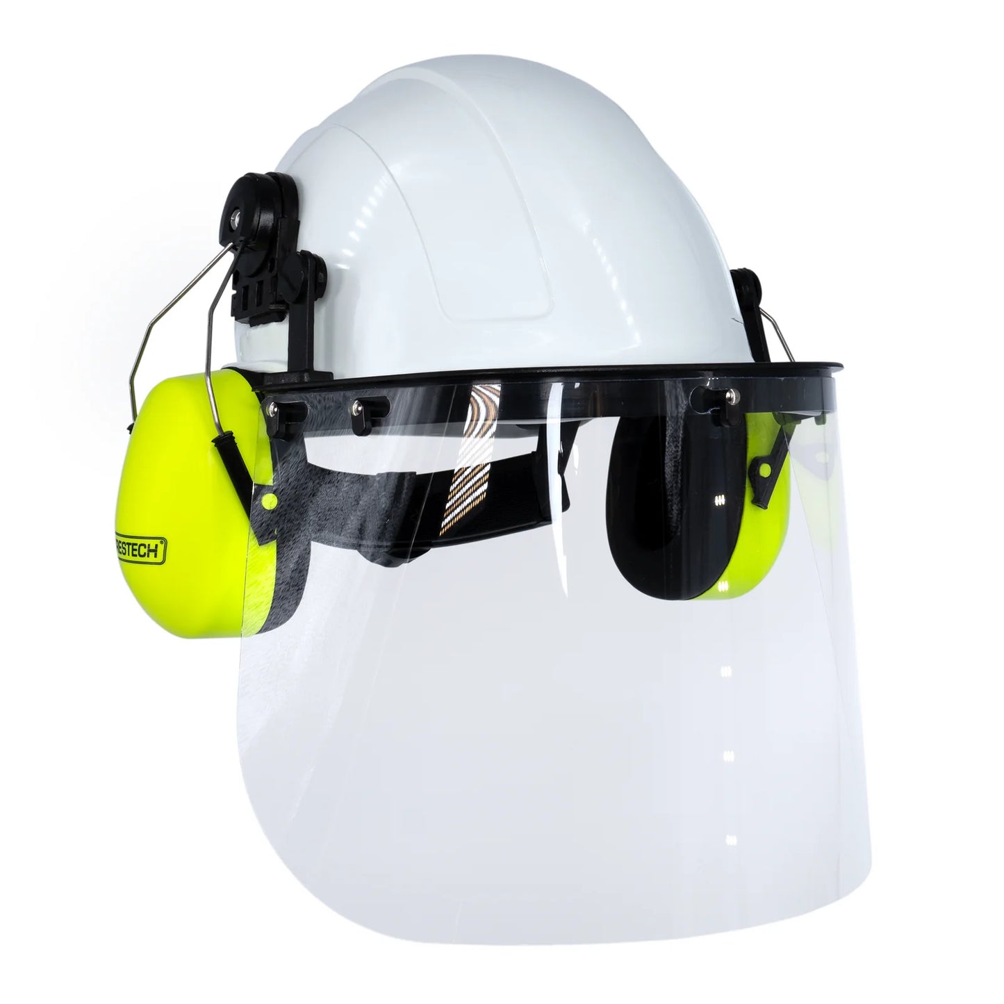 Hard Hat Safety Combo – Cap-Style Hard Hat with Clear Face Shield and Lime Earmuffs