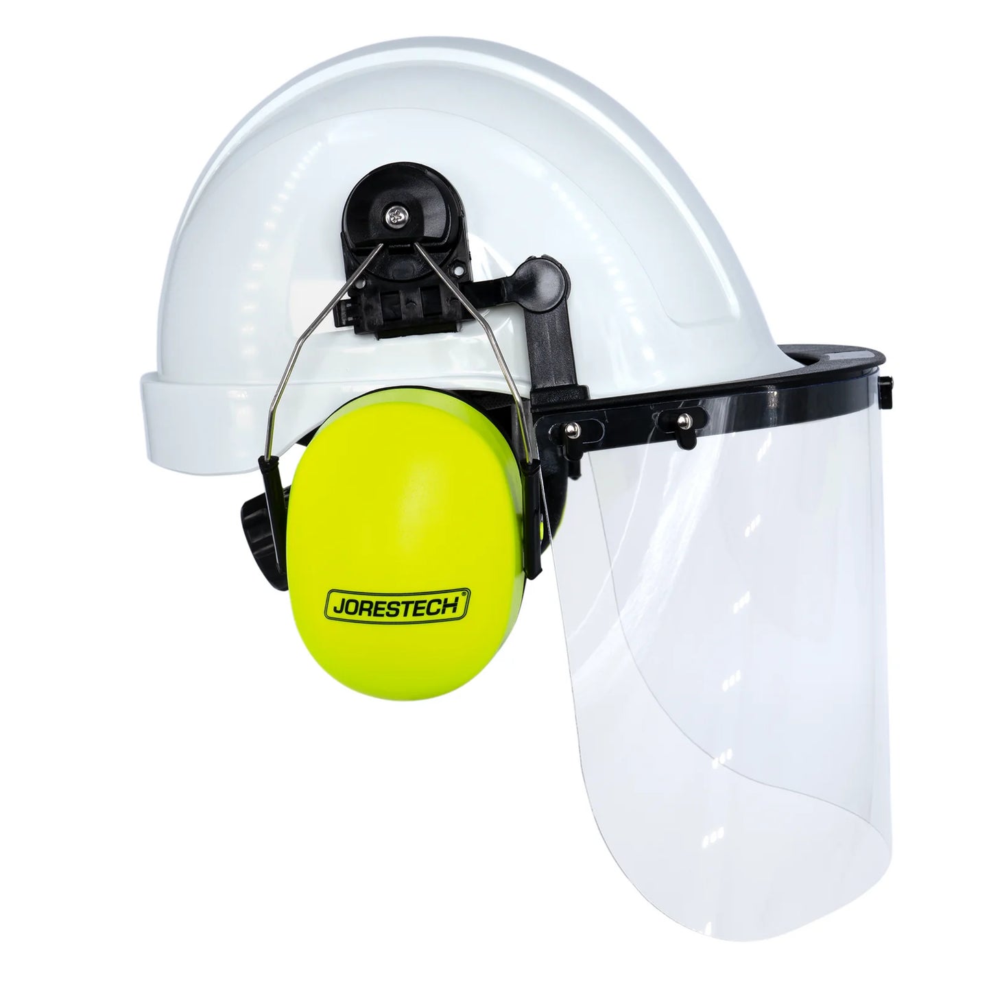 Hard Hat Safety Combo – Cap-Style Hard Hat with Clear Face Shield and Lime Earmuffs