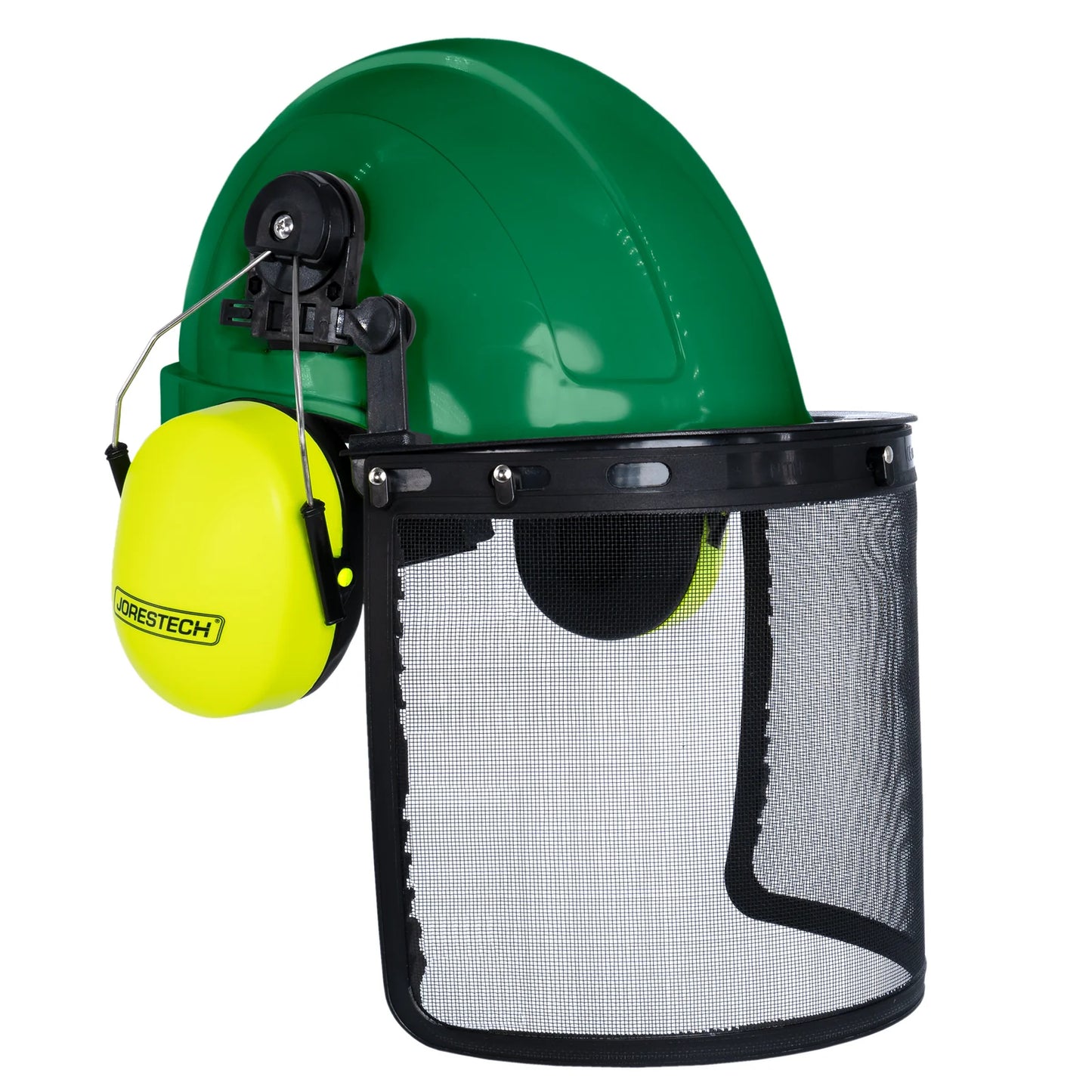 All-in-One Safety Combo – Hard Hat with Face Shield and Lime Earmuffs for Full Protection