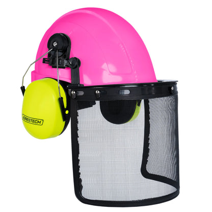 All-in-One Safety Combo – Hard Hat with Face Shield and Lime Earmuffs for Full Protection