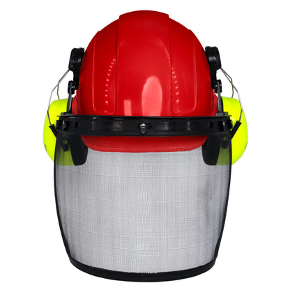 All-in-One Safety Combo – Hard Hat with Face Shield and Lime Earmuffs for Full Protection