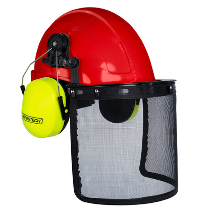 All-in-One Safety Combo – Hard Hat with Face Shield and Lime Earmuffs for Full Protection