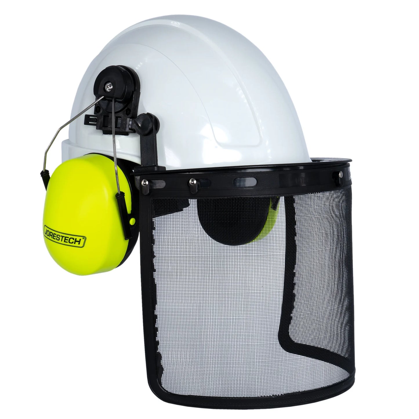 All-in-One Safety Combo – Hard Hat with Face Shield and Lime Earmuffs for Full Protection