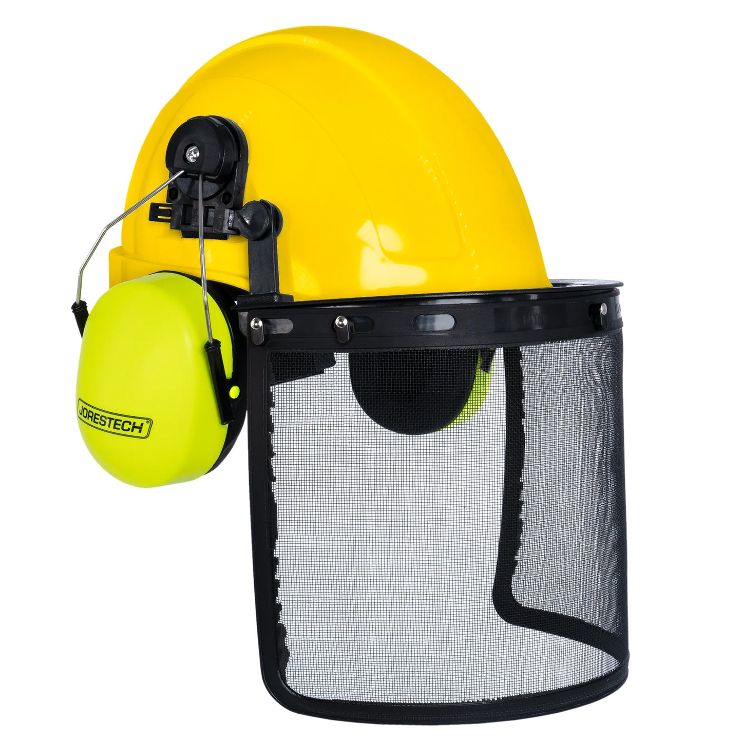 All-in-One Safety Combo – Hard Hat with Face Shield and Lime Earmuffs for Full Protection
