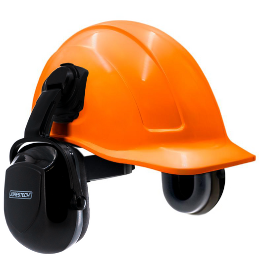 Cap-Style Hard Hat with Black Earmuffs– ANSI-Certified Head & Hearing Protection with Adjustable Fit
