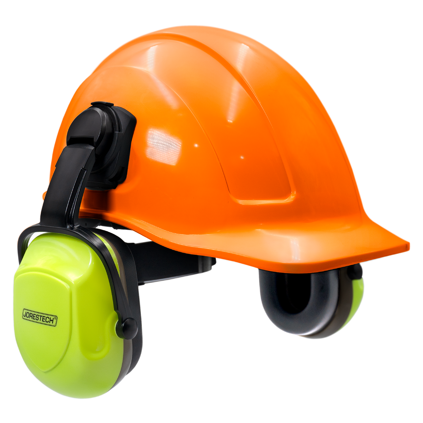 Hard Hat with Lime Earmuffs – ANSI-Certified Head & Hearing Protection with Adjustable Fit