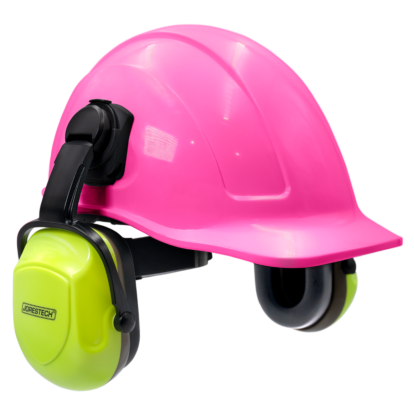 Hard Hat with Lime Earmuffs – ANSI-Certified Head & Hearing Protection with Adjustable Fit
