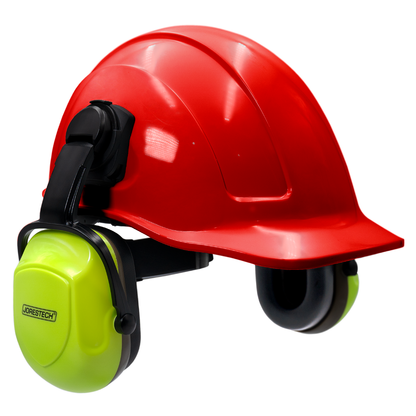 Hard Hat with Lime Earmuffs – ANSI-Certified Head & Hearing Protection with Adjustable Fit