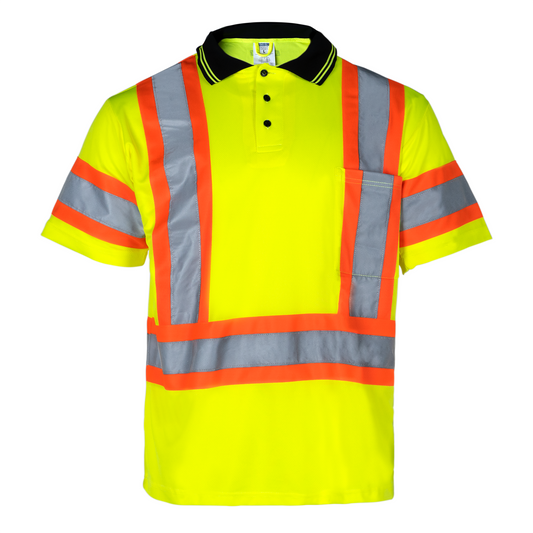 High-Visibility Two-Tine Reflective Work Polo Shirt: Comfortable, Stylish, and ANSI Compliant