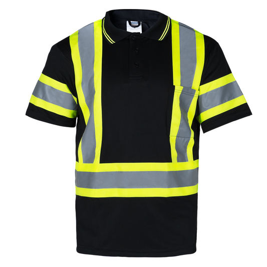 High-Visibility Two-Tine Reflective Work Polo Shirt: Comfortable, Stylish, and ANSI Compliant