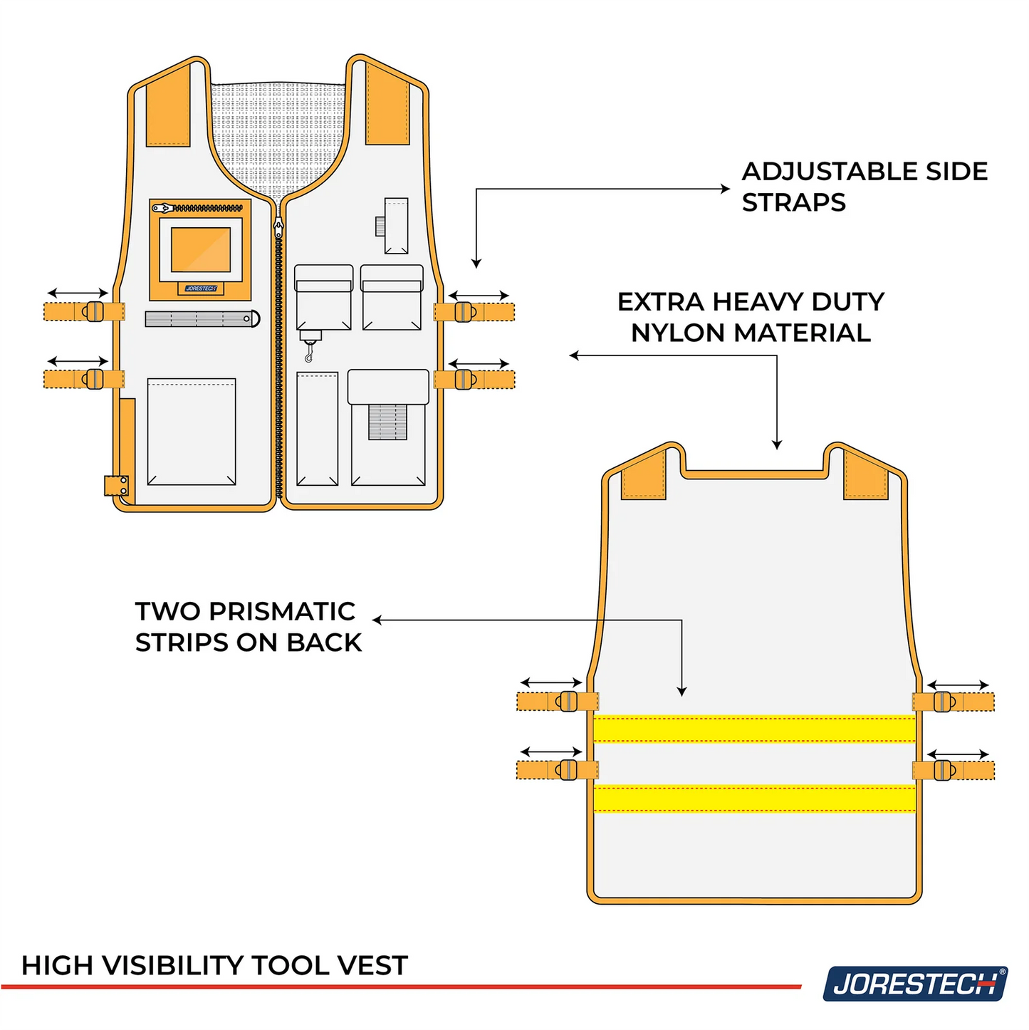 Heavy-Duty Tool Vest – Adjustable, Reflective & Breathable Work Gear