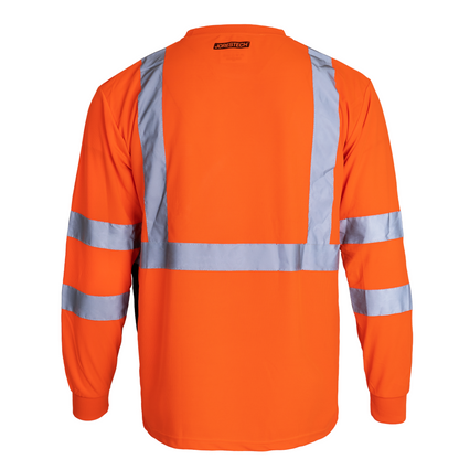Stain-Concealing Design, ANSI Class 3 High-Visibility Safety Long Sleeve Shirt – Breathable with Reflective Stripes (5-PACK)