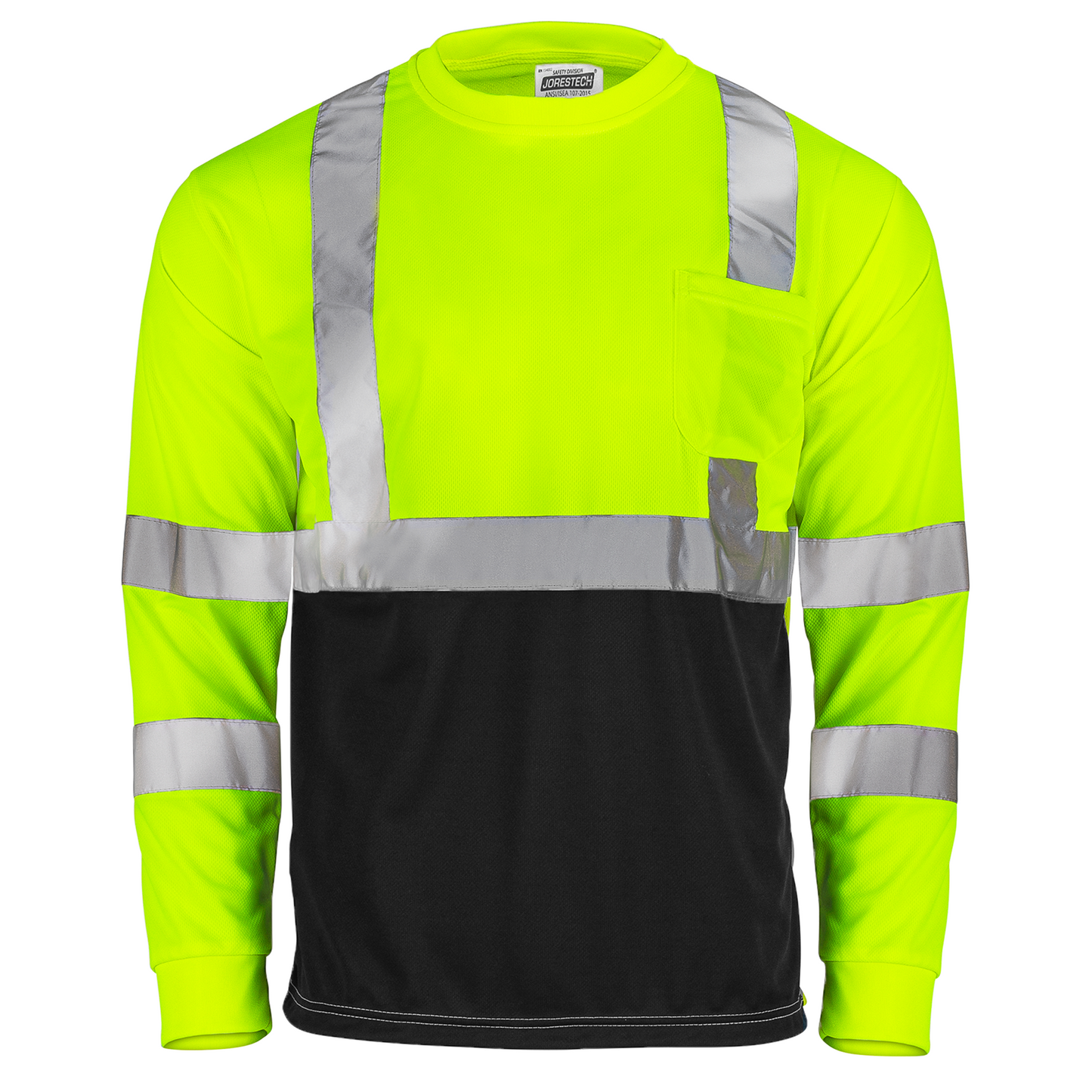 Stain-Concealing Design, ANSI Class 3 High-Visibility Safety Long Sleeve Shirt – Breathable with Reflective Stripes
