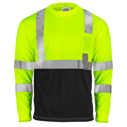 Stain-Concealing Design, ANSI Class 3 High-Visibility Safety Long Sleeve Shirt – Breathable with Reflective Stripes (5-PACK)
