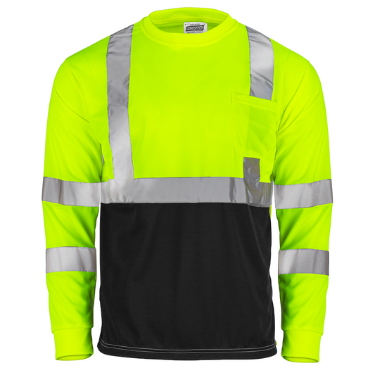 Stain-Concealing Design, ANSI Class 3 High-Visibility Safety Long Sleeve Shirt – Breathable with Reflective Stripes