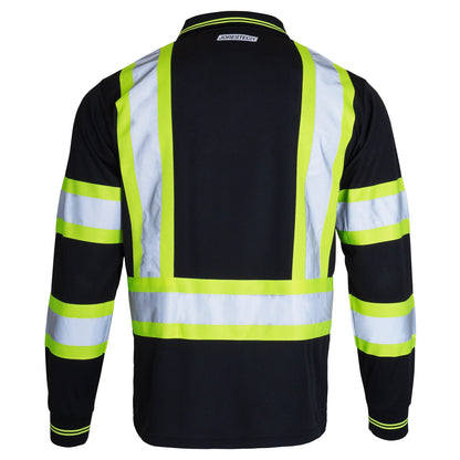 High-Visibility Two-Tone Reflective Long-Sleeve Polo Shirt