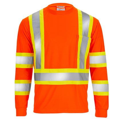 ANSI Compliant High-Visibility Long-Sleeve Safety Shirt – Reflective, Breathable & Built for All-Day Comfort