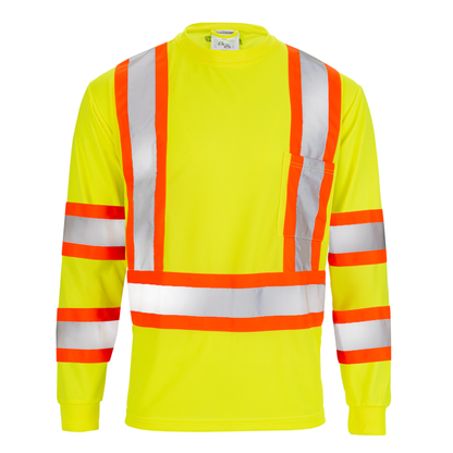 ANSI Compliant High-Visibility Long-Sleeve Safety Shirt – Reflective, Breathable & Built for All-Day Comfort