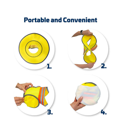 Hi-Vis Hard Hat Sun Shade with Neck Drape – Full Brim UV Protection and 360° Reflectivity