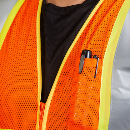 Customizable Orange High-Visibility Safety Vest – ANSI Class 2, Reflective & Durable