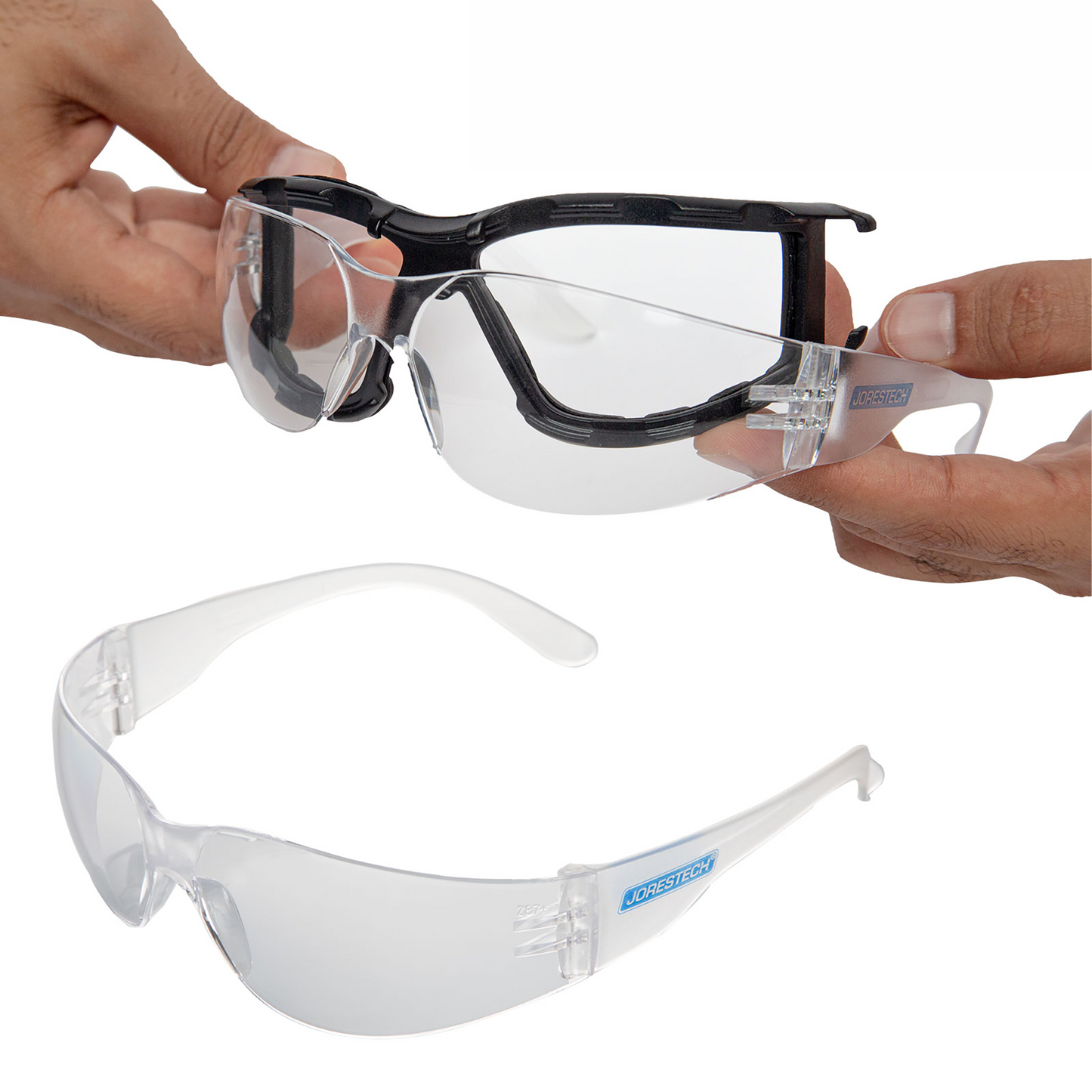Protective Safety Glasses with Removable Foam Gasket & Scratch-Resistant Lenses