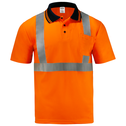 High-Visibility Reflective Short Sleeve Work Safety Polo Shirt