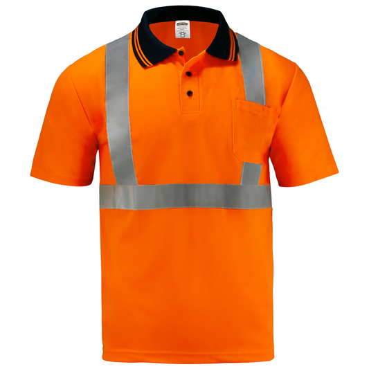 High-Visibility Reflective Short Sleeve Work Safety Polo Shirt
