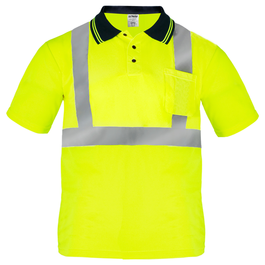 High-Visibility Reflective Short Sleeve Work Safety Polo Shirt