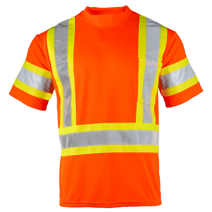 High-Visibility Reflective Safety Shirt – ANSI/ISEA 107-2020 Compliant, Class 3, Breathable, and Customizable (5-PACK)