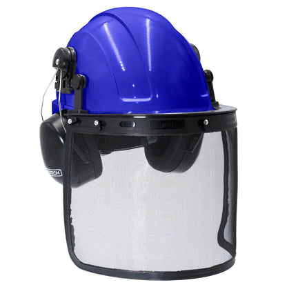 All-in-One Safety Combo – Hard Hat with Face Shield and Black Earmuffs for Full Protection