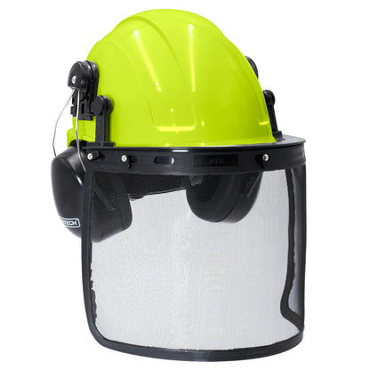 All-in-One Safety Combo – Hard Hat with Face Shield and Black Earmuffs for Full Protection