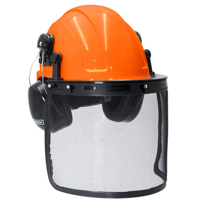 All-in-One Safety Combo – Hard Hat with Face Shield and Black Earmuffs for Full Protection