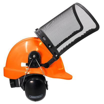All-in-One Safety Combo – Hard Hat with Face Shield and Black Earmuffs for Full Protection