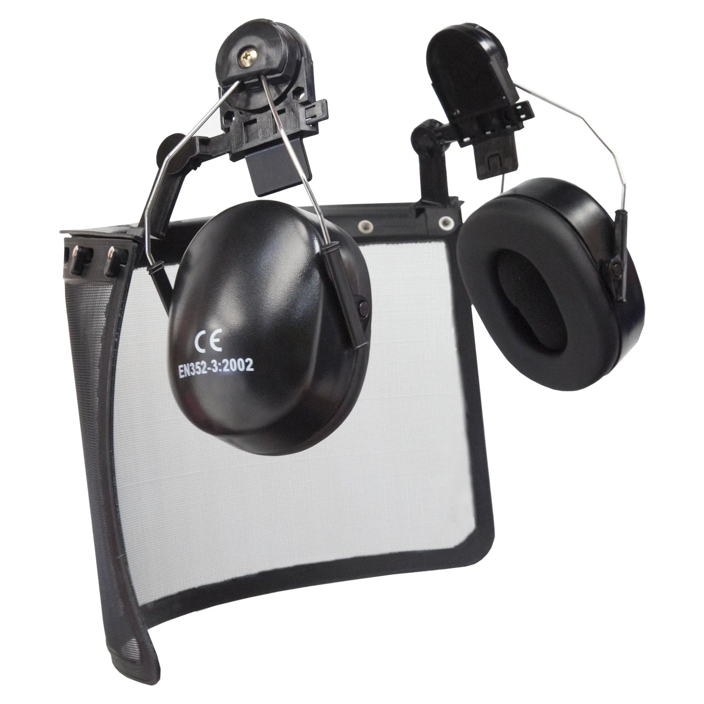 All-in-One Safety Combo – Hard Hat with Face Shield and Black Earmuffs for Full Protection