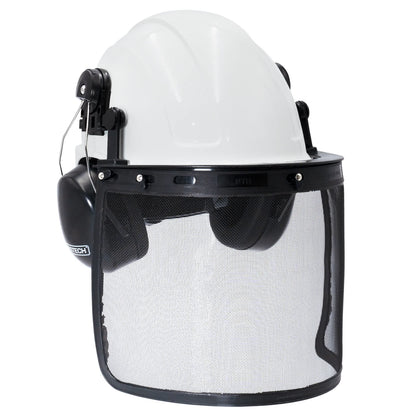 All-in-One Safety Combo – Hard Hat with Face Shield and Black Earmuffs for Full Protection