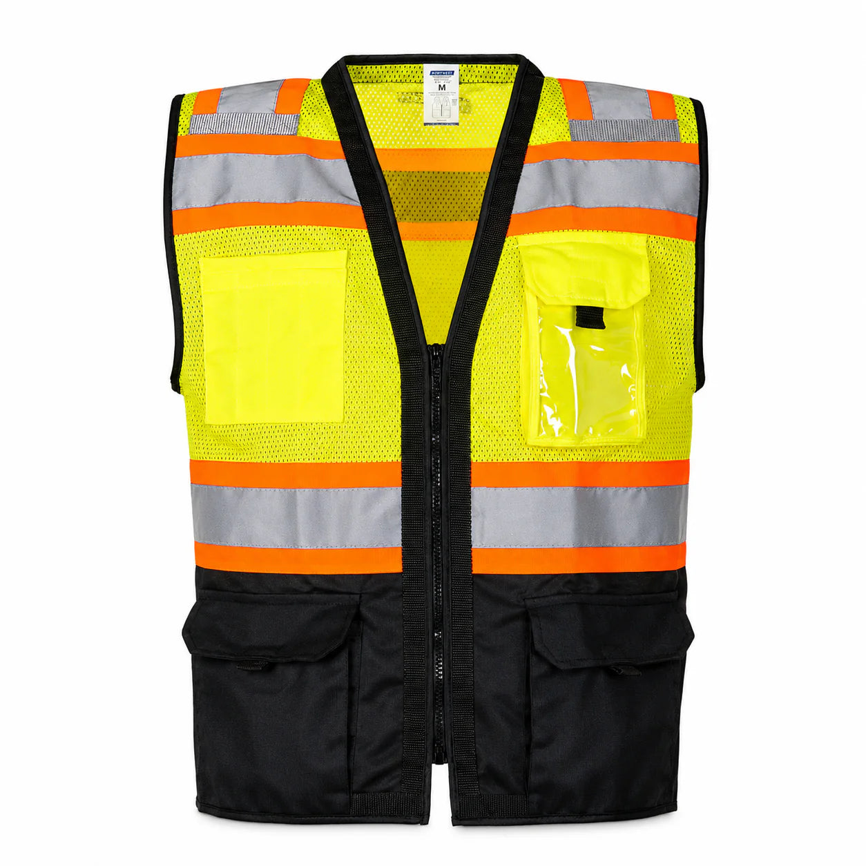 Surveyor Vest, Reflective Multi-Pocket Work Vest, ANSI/ISEA Compliant, Breathable Mesh, Zipper Front