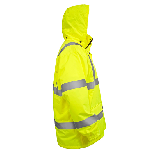 High-Visibility Waterproof Rain Jacket – ANSI Class 3, Wind-Resistant & Reflective