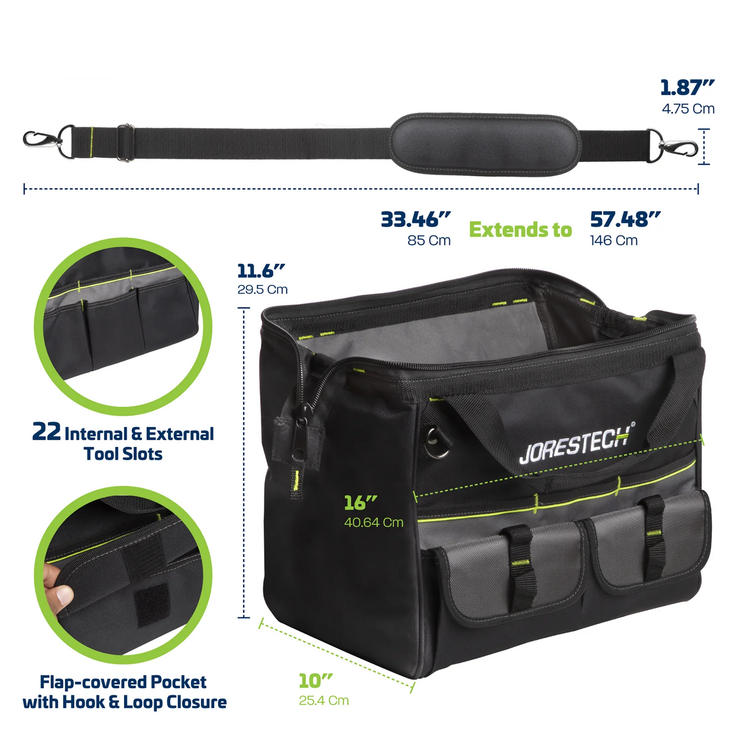 30L Heavy-Duty Tool Bag – Multi-Purpose Storage with 22 Pockets & Reinforced Base
