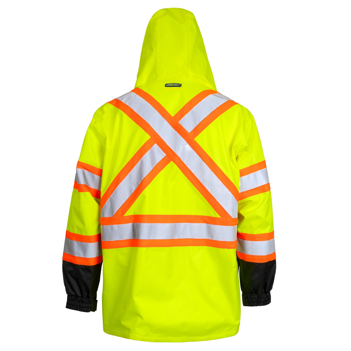 X-on-the-Back High-Visibility Waterproof Rain Jacket – ANSI & CSA Compliant, Windproof & Reflective