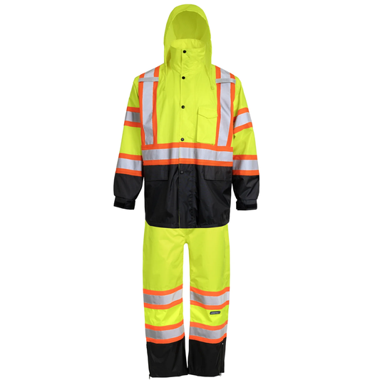 Premium High-Visibility Safety Rain Jacket & Pants Set – Waterproof, ANSI & CSA Compliant