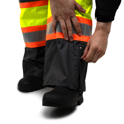 High-Visibility Two-Tone Waterproof Safety Pants – ANSI Class E, Wind & Rain Resistant