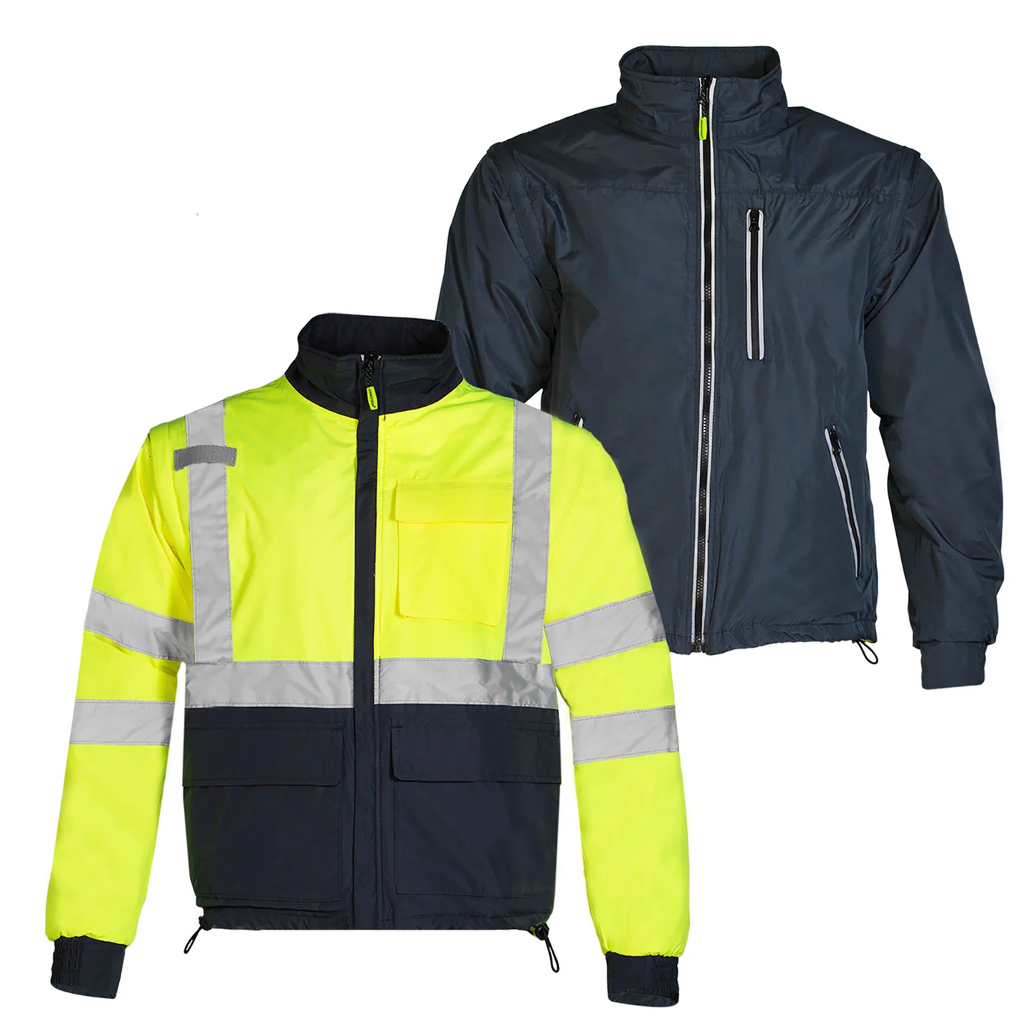 Men's 4-in-1 Reversible High-Visibility Safety Jacket – ANSI Class 3, Insulated & Weatherproof