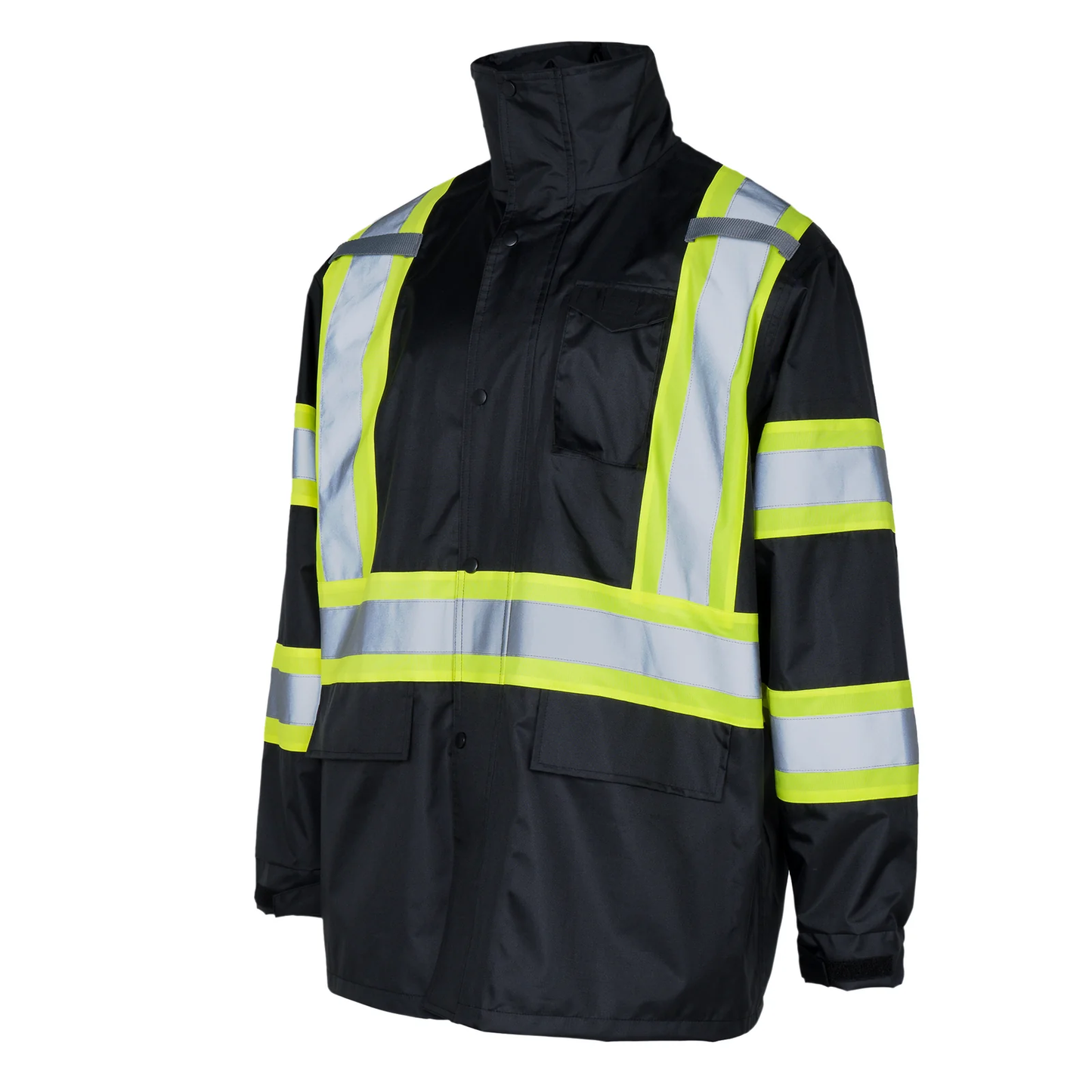 X-on-the-Back High-Visibility Waterproof Rain Jacket – ANSI & CSA Compliant, Windproof & Reflective