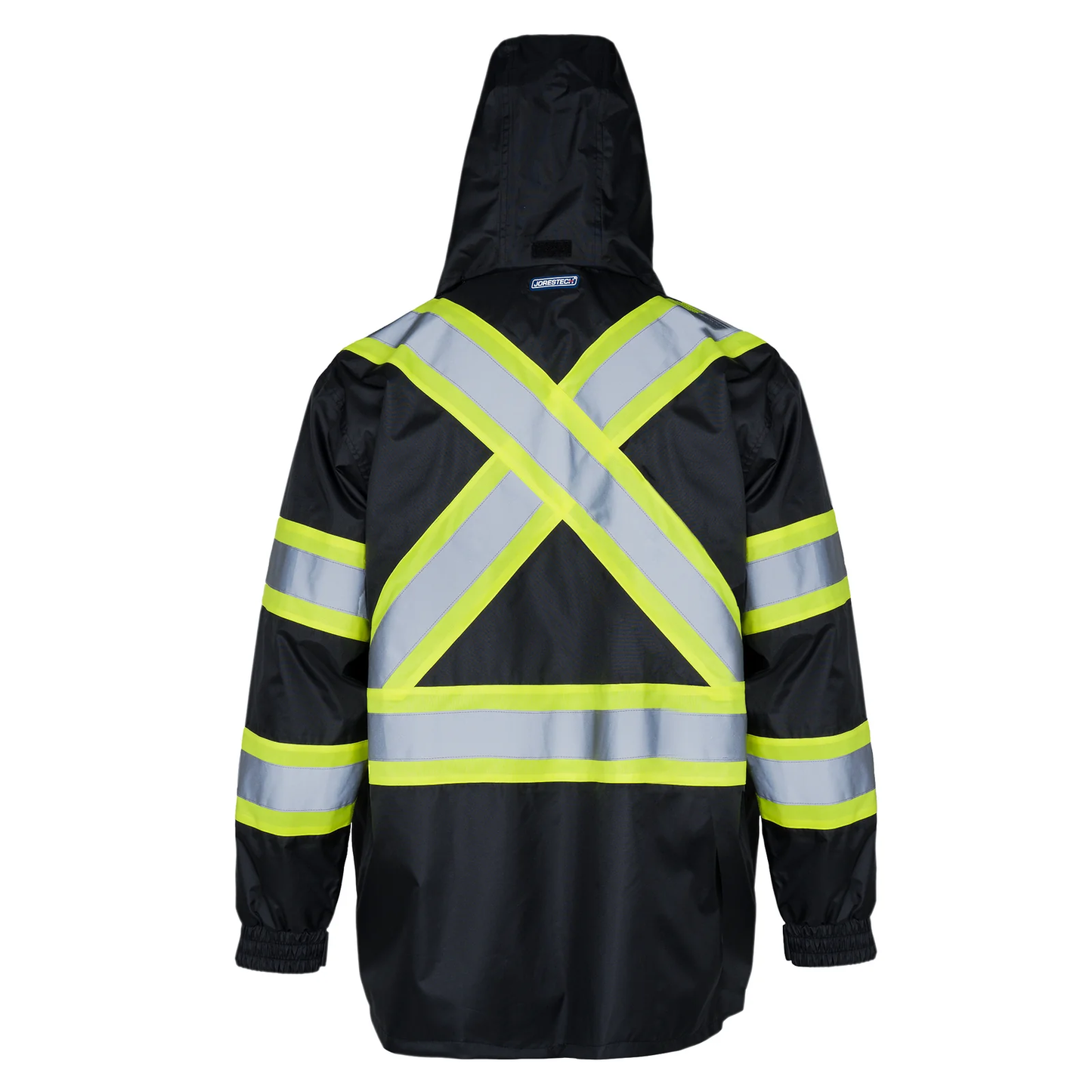 X-on-the-Back High-Visibility Waterproof Rain Jacket – ANSI & CSA Compliant, Windproof & Reflective