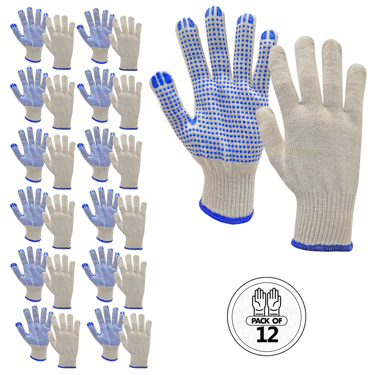 Multi-Purpose Knitted Work Gloves with Anti-Slip PVC Dots – Durable & Flexible