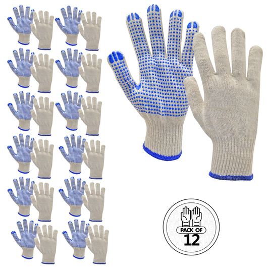 Multi-Purpose Knitted Work Gloves with Anti-Slip PVC Dots – Durable & Flexible