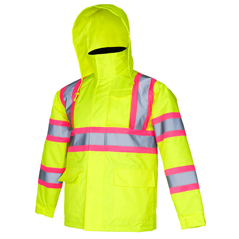 Women's ANSI Class 3 Waterproof Insulated Safety Jacket – Hi-Vis with Pink Contrast