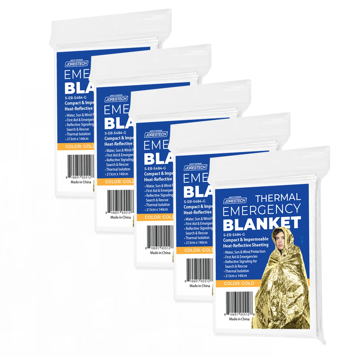 Emergency Thermal Blankets – 5-Pack, Compact, Lightweight & Weatherproof